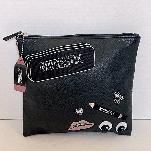 NUDESTIX Black Makeup Bag with Fun Graphics NWT - Picture 1 of 10